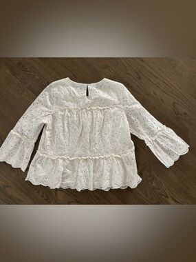 Vineyard Vines White Eyelet Peasant Blouse